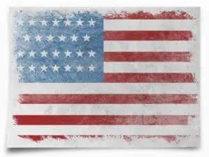 Faded American flag painted onto piece of paper